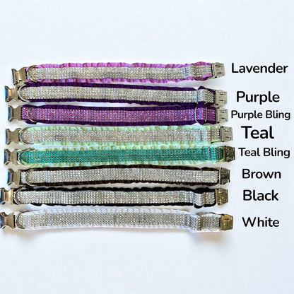 Bling Designer Dog Collar, Sparkle Rhinestones, Girl, Fancy, Personalized, Bedazzled, Grey, Puppy, Pet, Cat, Engraved, Custom, Diamond, Gift