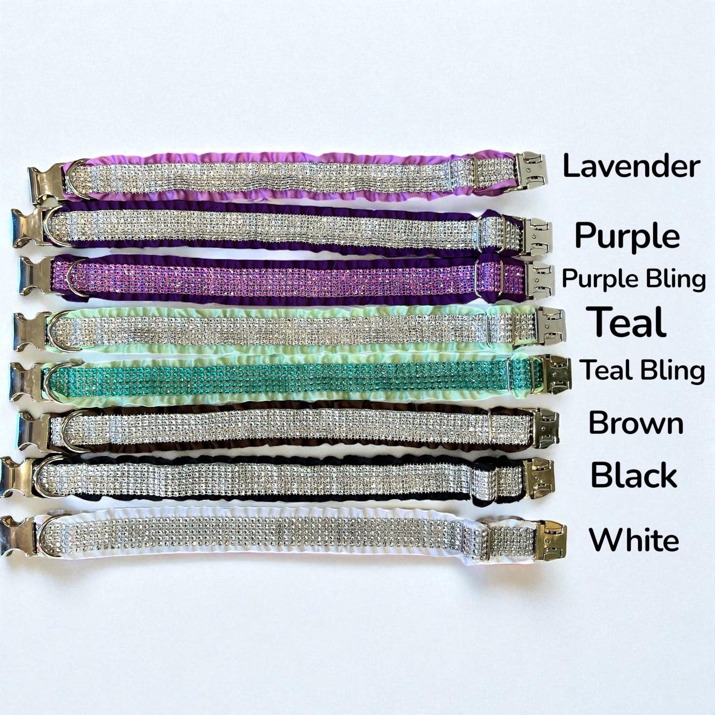 Bling Designer Dog Collar, Sparkle Rhinestones, Girl, Fancy, Personalized, Bedazzled, Grey, Puppy, Pet, Cat, Engraved, Custom, Diamond, Gift