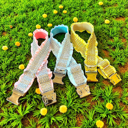 Bling Designer Dog Collar, Sparkle Rhinestones, Girl, Fancy, Personalized, Bedazzled, Grey, Puppy, Pet, Cat, Engraved, Custom, Diamond, Gift