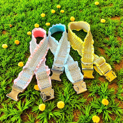 Bling Designer Dog Collar, Sparkle Rhinestones, Girl, Fancy, Personalized, Bedazzled, Grey, Puppy, Pet, Cat, Engraved, Custom, Diamond, Gift