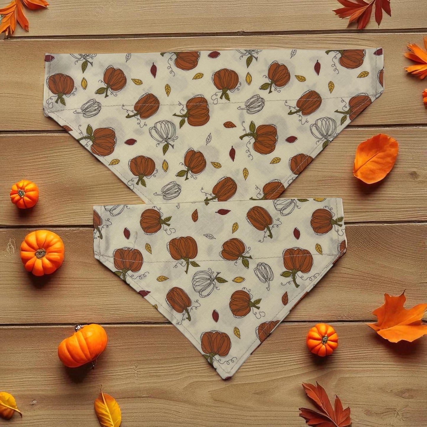 Pumpkin dog bandana, fall dog bandana, Thanksgiving dog bandana, autumn pet accessory, over the collar bandana, handmade dog gift