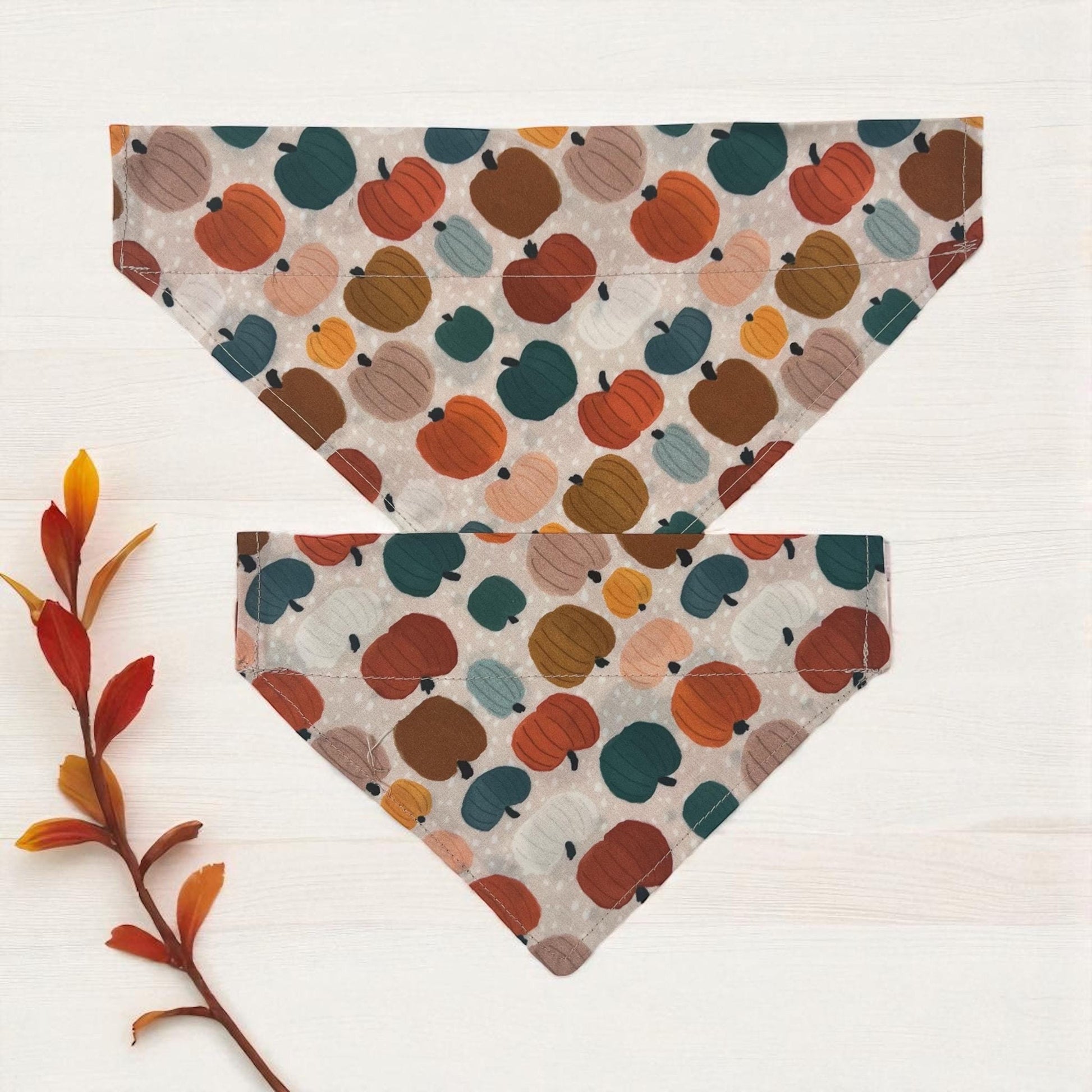Pumpkin dog bandana, fall dog bandana, Thanksgiving dog bandana, autumn pet accessory, over the collar bandana, handmade dog gift