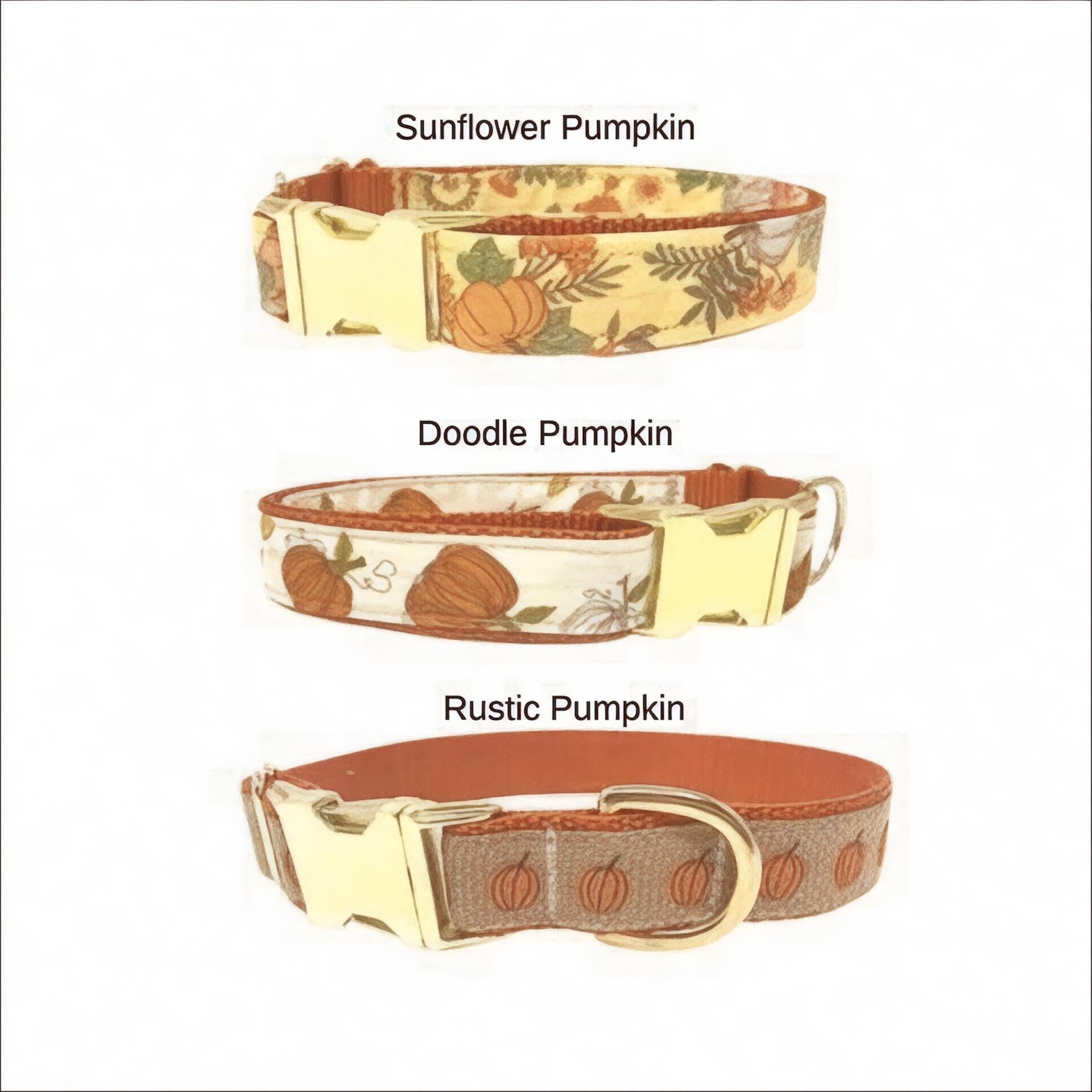 Cute, Personalized, Fall, Pumpkin, Designer Dog Collar In Yellow + Orange, Rustic, Sunflower, Boho, Autumn, Seasonal, Small, Medium, Large