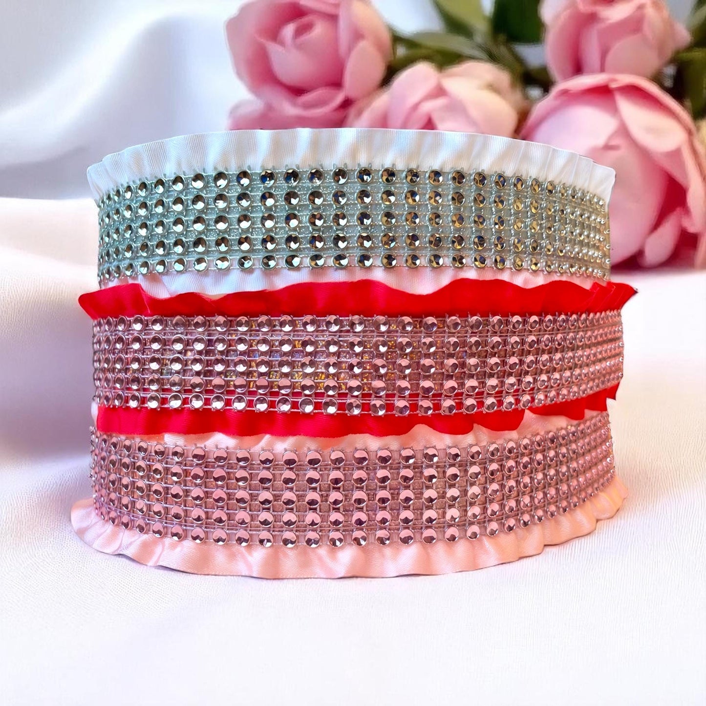 Bling Designer Dog Collar, Sparkle Rhinestones, Girl, Fancy, Personalized, Bedazzled, Grey, Puppy, Pet, Cat, Engraved, Custom, Diamond, Gift