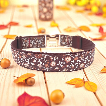 Dog Collar For Girl, Custom Dog Collar, Puppy Collar, Engraved Dog Collar, Designer Dog Collar, Maroon, Floral, Personalized Dog, Cute Dog