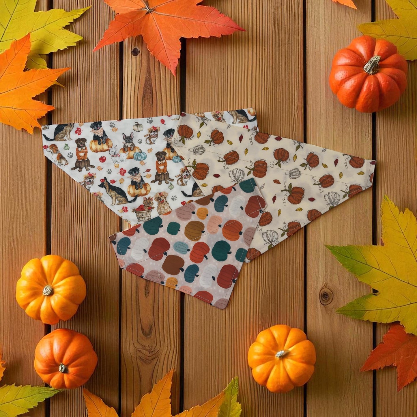 Pumpkin dog bandana, fall dog bandana, Thanksgiving dog bandana, autumn pet accessory, over the collar bandana, handmade dog gift