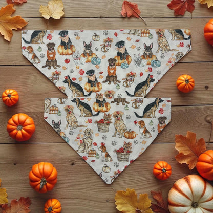 Pumpkin dog bandana, fall dog bandana, Thanksgiving dog bandana, autumn pet accessory, over the collar bandana, handmade dog gift