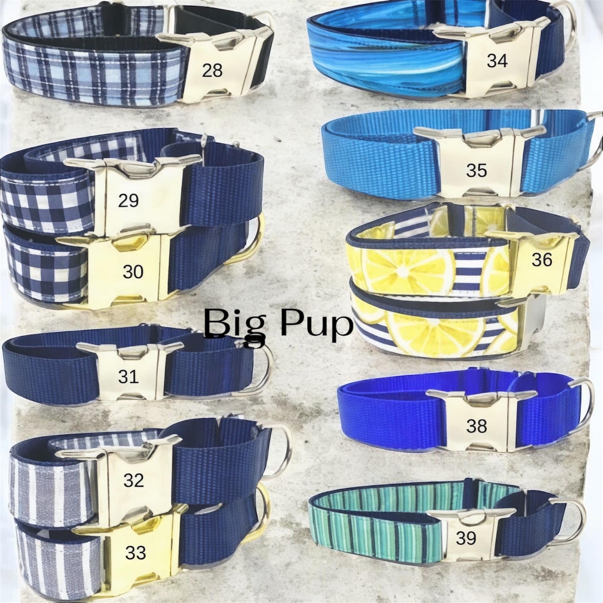 Blue, Custom, Buckle Martingale Dog Collar, Boy, Male, Stripe, Plaid, Solid, Big Pup Pet Fashion, Designer, Puppy, Greyhound, Whippet, Small