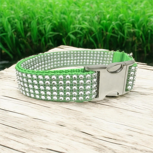 Rhinestone, Neon Green, Lime, Rhinestone, Dog Collar, Bling, Sparkle, Bedazzled, Girl Dog, Wedding Collar, Personalize, Engrave, Custom