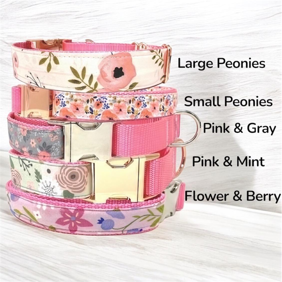 Pink Girl Buckle Martingale Dog Collar, Green, Greyhound Collar, Custom, Puppy, Floral, Designer, Personalize, Whippet, Female, Large