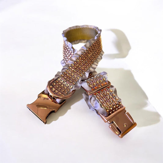 Bling Designer Dog Collar, Sparkle Rhinestones, Girl, Fancy, Personalized, Bedazzled, Grey, Puppy, Pet, Cat, Engraved, Custom, Diamond, Gift