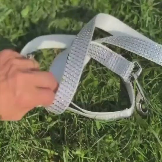 White And Silver Dog Lead, Rhinestone Fancy, Blingy Dog Leash, Girl Dog Leash, Grey Dog Leash, Sparkling Dog Leash, Dog Accessories, Gift