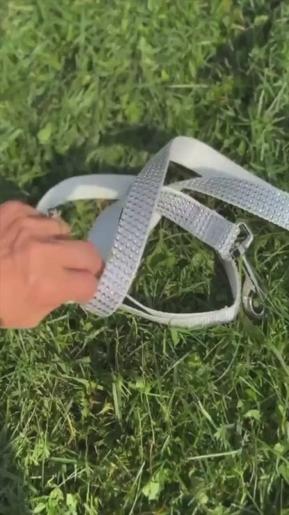 White And Silver Dog Lead, Rhinestone Fancy, Blingy Dog Leash, Girl Dog Leash, Grey Dog Leash, Sparkling Dog Leash, Dog Accessories, Gift